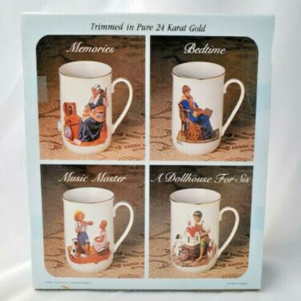Vintage Norman Rockwell Porcelain Coffee  Cup Set